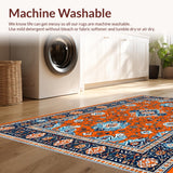Ultra Soft Area Rug, Non Slip, Stain Resistant, Washable Area Rugs for Living Room, Bedroom, Vibrant Geometric Color Contrast(Orange)