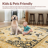Ultra Soft Area Rug, Non Slip, Stain Resistant, Washable Area Rugs for Living Room, Bedroom, Durable Woven Indoor/(Beige)
