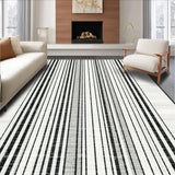 Ultra Soft Area Rug, Non Slip, Stain Resistant, Washable Area Rugs for Living Room, Bedroom, Ebony & Snow Woven Rug, Striped Accent Carpet, Geometric Floor Covering(Black)