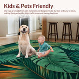 Ultra Soft Area Rug, Non Slip, Stain Resistant, Washable Area Rugs for Living Room, Bedroom, Lush Botanical Greenery Theme(Green)
