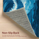 Ultra Soft Area Rug, Non Slip, Stain Resistant, Washable Area Rugs for Living Room, Bedroom, Serene Blue Tidal Texture(Blue)