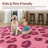 Ultra Soft Area Rug, Non Slip, Stain Resistant, Washable Area Rugs for Living Room, Bedroom, Pink Leopard Playroom Rug for Kids(Pink)