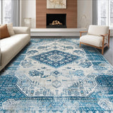 Contemporary Blue Gray Medallion Style(Blue)