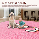 Ultra Soft Area Rug, Non Slip, Stain Resistant, Washable Area Rugs for Living Room, Bedroom, Irregular Tufted Cat Shaped Area Rug Decor(Pink)