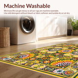Ultra Soft Area Rug, Non Slip, Stain Resistant, Washable Area Rugs for Living Room, Bedroom, Vibrant Circular Mandala Motif(Yellow)