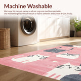 Ultra Soft Area Rug, Non Slip, Stain Resistant, Washable Area Rugs for Living Room, Bedroom, Charming Irregular Cartoon Aesthetic(Pink)