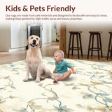 Serene Botanical Wave Area Featuring Light Blue and Beige Floral Swirls(Beige)