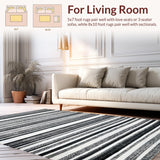Ultra Soft Area Rug, Non Slip, Stain Resistant, Washable Area Rugs for Living Room, Bedroom, Bold Black & White Runner(Black)