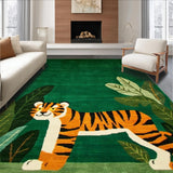 Ultra Soft Area Rug, Non Slip, Stain Resistant, Washable Area Rugs for Living Room, Bedroom, Vibrant Jungle Animal Motif(Green)