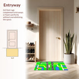 Ultra Soft Area Rug, Non Slip, Stain Resistant, Washable Area Rugs for Living Room, Bedroom, Dynamic Roadway Exploration Design(Green)