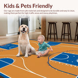 Ultra Soft Area Rug, Non Slip, Stain Resistant, Washable Area Rugs for Living Room, Bedroom, Energetic Modern Athletic Theme(Brown)