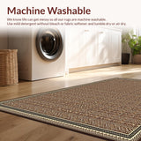 Ultra Soft Area Rug, Non Slip, Stain Resistant, Washable Area Rugs for Living Room, Bedroom, Timeless Tiled Neutral Palette(Brown)