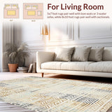 Ultra Soft Area Rug, Non Slip, Stain Resistant, Washable Area Rugs for Living Room, Bedroom, Chic Neutral Toned Trellis(Gold)