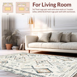 Ultra Soft Area Rug, Non Slip, Stain Resistant, Washable Area Rugs for Living Room, Bedroom, Cozy Earth Tone Patterned Piece(Beige)
