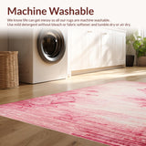 Ultra Soft Area Rug, Non Slip, Stain Resistant, Washable Area Rugs for Living Room, Bedroom, Chic Scallop Frame Rug with Large Bow and Curved Silhouette(Pink)