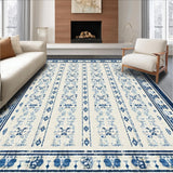 Ultra Soft Area Rug, Non Slip, Stain Resistant, Washable Area Rugs for Living Room, Bedroom, Bowknot Emblem Scallop Pattern Rug with Modern Preppy Ribbon Graphics(Blue)