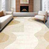 Beige Ombre Wavy Edge Area Modern Non Slip(Beige)