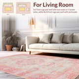 Ultra Soft Area Rug, Non Slip, Stain Resistant, Washable Area Rugs for Living Room, Bedroom, Artistic Modern Floral Fusion(Pink)