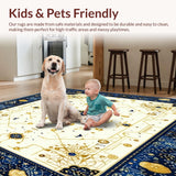 Ultra Soft Area Rug, Non Slip, Stain Resistant, Washable Area Rugs for Living Room, Bedroom, Abstract Whimsical Octagon(White)