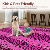 Ultra Soft Area Rug, Non Slip, Stain Resistant, Washable Area Rugs for Living Room, Bedroom, Eclectic Wildlife Themed Decor(Pink)