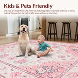 Ultra Soft Area Rug, Non Slip, Stain Resistant, Washable Area Rugs for Living Room, Bedroom, Pastel Cozy Textured Delight(Pink)