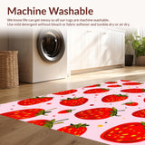 Ultra Soft Area Rug, Non Slip, Stain Resistant, Washable Area Rugs for Living Room, Bedroom, Vibrant Quirky Strawberry Aesthetic(Red)