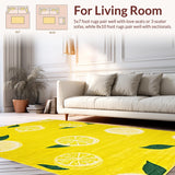 Ultra Soft Area Rug, Non Slip, Stain Resistant, Washable Area Rugs for Living Room, Bedroom, Playful Citrus Graphic Delight(Yellow)