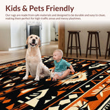 Ultra Soft Area Rug, Non Slip, Stain Resistant, Washable Area Rugs for Living Room, Bedroom, Elegant Distressed Linear Arrangement(Orange)