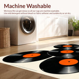 Ultra Soft Area Rug, Non Slip, Stain Resistant, Washable Area Rugs for Living Room, Bedroom, Retro Vinyl Record Patio Wear-Resistant Area Mat(Black)