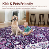 Ultra Soft Area Rug, Non Slip, Stain Resistant, Washable Area Rugs for Living Room, Bedroom, Soft Purple Geometric Motif(Purple)