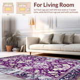 Ultra Soft Area Rug, Non Slip, Stain Resistant, Washable Area Rugs for Living Room, Bedroom, Rustic Trellis Design with Detail(Purple)