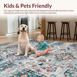 Ultra Soft Area Rug, Non Slip, Stain Resistant, Washable Area Rugs for Living Room, Bedroom, Rustic Silver Floral Texture(Gray)