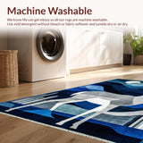 Ultra Soft Area Rug, Non Slip, Stain Resistant, Washable Area Rugs for Living Room, Bedroom, Contemporary Blue Animal Motif(Blue)