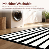 Ultra Soft Area Rug, Non Slip, Stain Resistant, Washable Area Rugs for Living Room, Bedroom, Warm Layered Striped Farmhouse Look(Black)