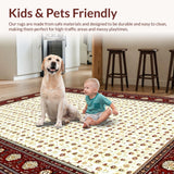 Ultra Soft Area Rug, Non Slip, Stain Resistant, Washable Area Rugs for Living Room, Bedroom, Sleek Transitional Diamond Patterned Piece(Red)