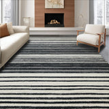 Ultra Soft Area Rug, Non Slip, Stain Resistant, Washable Area Rugs for Living Room, Bedroom, Scandinavian Minimalist Rug With Graphic Linear Design(Black)