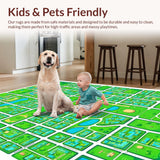 Ultra Soft Area Rug, Non Slip, Stain Resistant, Washable Area Rugs for Living Room, Bedroom, Interactive Green City Map Playroom Carpet(Green)