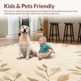 Beige Leaf Design for Infant Play and Nursery Decor(Beige)