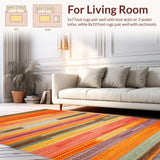 Ultra Soft Area Rug, Non Slip, Stain Resistant, Washable Area Rugs for Living Room, Bedroom, Lively Multicolor Woven Texture(Orange)