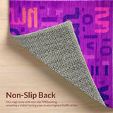Ultra Soft Area Rug, Non Slip, Stain Resistant, Washable Area Rugs for Living Room, Bedroom, Sophisticated Lettered Design with Color Pop(Purple)