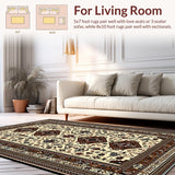 Ultra Soft Area Rug, Non Slip, Stain Resistant, Washable Area Rugs for Living Room, Bedroom, Luxurious Distressed Geometric Print(Beige)