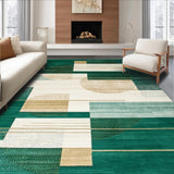 Ultra Soft Area Rug, Non Slip, Stain Resistant, Washable Area Rugs for Living Room, Bedroom, Textured Beige With Abstract Shapes And Deep Green Highlights(Green)