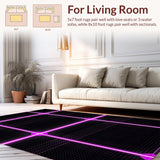 Ultra Soft Area Rug, Non Slip, Stain Resistant, Washable Area Rugs for Living Room, Bedroom, Vibrant 80s Abstract Artistry(Pink)