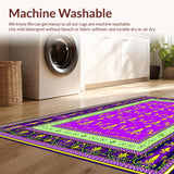 Ultra Soft Area Rug, Non Slip, Stain Resistant, Washable Area Rugs for Living Room, Bedroom, Rustic Purple and Green Palette(Purple)