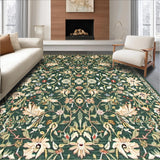 Ultra Soft Area Rug, Non Slip, Stain Resistant, Washable Area Rugs for Living Room, Bedroom, Elegant Rustic Leafy Design(Green)