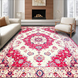 Ultra Soft Area Rug, Non Slip, Stain Resistant, Washable Area Rugs for Living Room, Bedroom, Warm Earthy Medallion Arrangement(White)