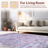 Ultra Soft Area Rug, Non Slip, Stain Resistant, Washable Area Rugs for Living Room, Bedroom, Elegant Antique Geometric Fusion(Purple)