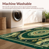 Ultra Soft Area Rug, Non Slip, Stain Resistant, Washable Area Rugs for Living Room, Bedroom, Circular Sector Design Anti Slip Absorbent Natural Beige(Green)