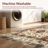 Ultra Soft Area Rug, Non Slip, Stain Resistant, Washable Area Rugs for Living Room, Bedroom, Retro Beige Brown Area Distressed Medallion Indoor(Beige)