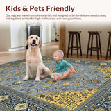 Ultra Soft Area Rug, Non Slip, Stain Resistant, Washable Area Rugs for Living Room, Bedroom, Sleek Monochrome Floral Arrangement(Blue)